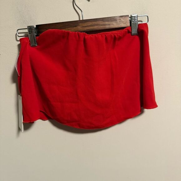 NWT Aritzia Wilfred Bonaventure Red Bouncy Tube Strapless Crop Top- Size Small - Picture 2 of 10
